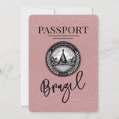 Dusty Roos Brazil Passport Wedding Invitation Kaart (Achterkant)
