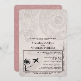 Dusty Roos Brazil Passport Wedding Invitation Kaart