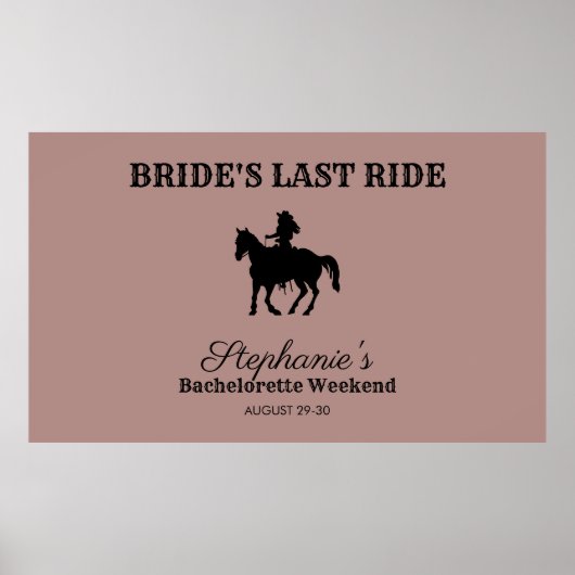 Dusty Roos Bride's Last Ride Bachelorette Weekend Poster (Voorkant)