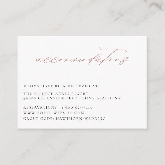 Dusty Roos Bruiloft Accommodaties Behuizing Kaart (Voorkant)