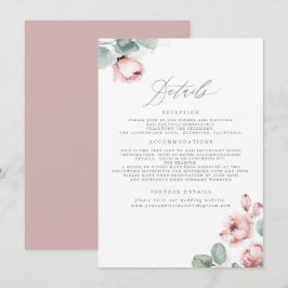 Dusty Roos Bruiloft Details Behuizing Informatiekaartje