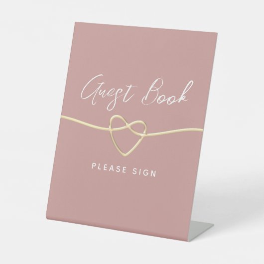 Dusty Roos Bruiloft Gastenboek Reclamebord Met Voetstuk (Voorkant)