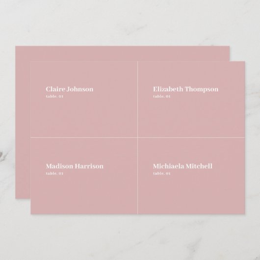 Dusty Roos Bruiloft Plaats Kaart DIY (Voorkant / Achterkant)