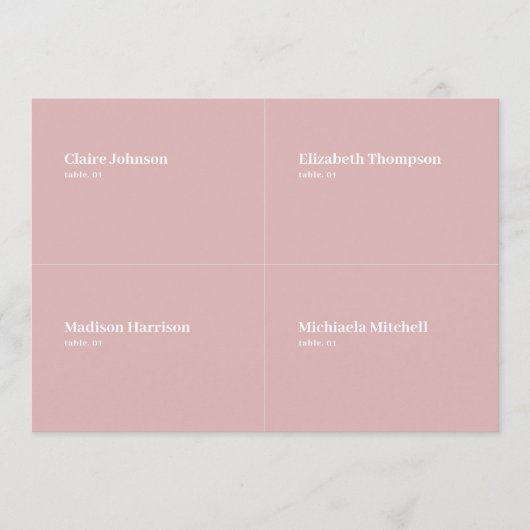 Dusty Roos Bruiloft Plaats Kaart DIY (Voorkant)