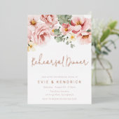 Dusty Roos bruiloft repetitie diner Roos Gold Folie Uitnodiging (Staand Voorkant)