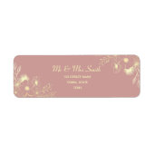 Dusty Roos Bruiloft Retouradres Etiket (Voorkant)