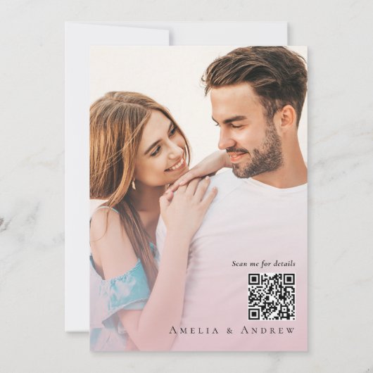 Dusty Roos bruiloft uitnodiging foto QR-code (Achterkant)
