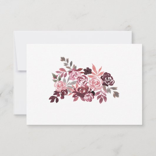 Dusty Roos Burgandy Wedding RSVP Uitnodiging (Achterkant)