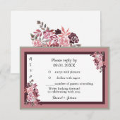 Dusty Roos Burgandy Wedding RSVP Uitnodiging (Voorkant / Achterkant)