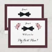 Dusty Roos Burgundy Best Man Request Kaart (Voorkant / Achterkant)