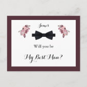 Dusty Roos Burgundy Best Man Request Kaart (Voorkant)