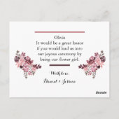 Dusty Roos Burgundy Bloemenmeisje Request Kaart (Achterkant)