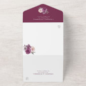 Dusty Roos Burgundy Blush Floral Wedding All In One Uitnodiging (Buitenkant)