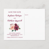 Dusty Roos Burgundy Botanical Lichten besparen de Aankondigingskaart (Achterkant)