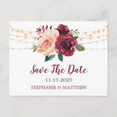 Dusty Roos Burgundy Botanical Lichten besparen de Aankondigingskaart (Voorkant)