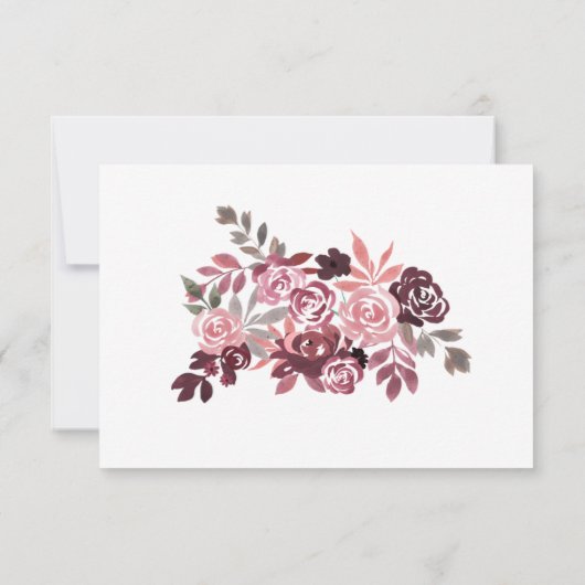 Dusty Roos Burgundy Floral Weddenschap Hartelijk d Bedankkaart (Achterkant)