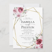 Dusty Roos Burgundy Gold Floral Weddenschap Kaart (Voorkant)