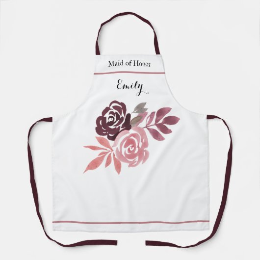 Dusty Roos Burgundy Maid of Honor Apron Schort (Voorkant)