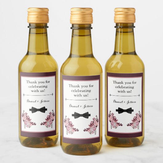 Dusty Roos Burgundy Mini Wine Fles Etiket (Flessen)