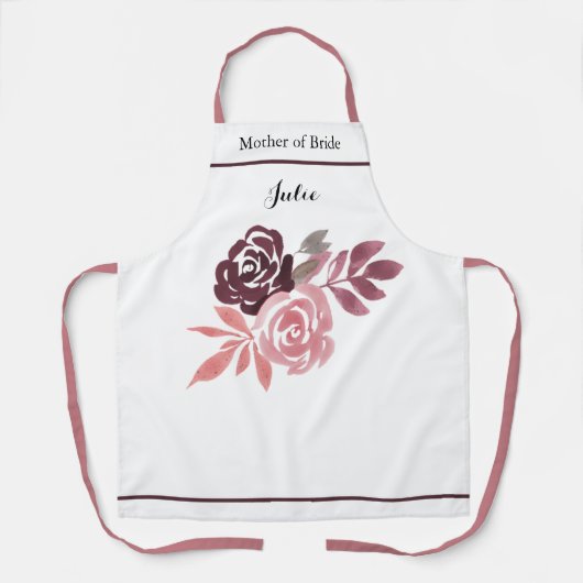 Dusty Roos Burgundy Moeder van Bride Apron Schort (Voorkant)