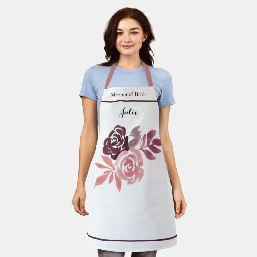 Dusty Roos Burgundy Moeder van Bride Apron Schort (Gedragen)