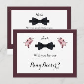 Dusty Roos Burgundy Ring Bearer Request Kaart (Voorkant / Achterkant)