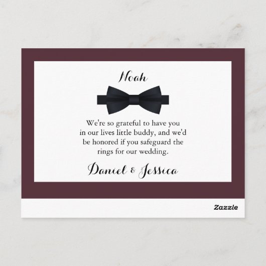 Dusty Roos Burgundy Ring Bearer Request Kaart (Achterkant)