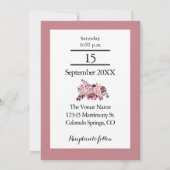 Dusty Roos Burgundy Weddenschap Kaart (Achterkant)