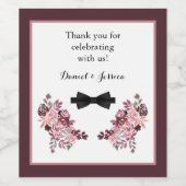Dusty Roos Burgundy Wedding Favor Wine Label Wijn Etiket (Enkel label)