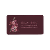 Dusty Roos Burgundy Wedding Return Label (Voorkant)