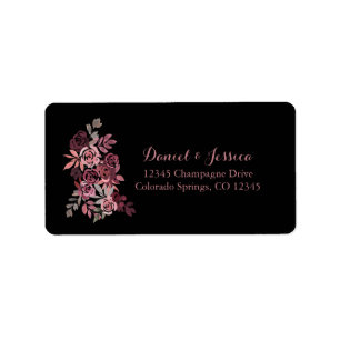 Dusty Roos Burgundy Wedding Return Label