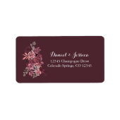 Dusty Roos Burgundy Wedding Return Label (Voorkant)