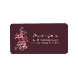 Dusty Roos Burgundy Wedding Return Label