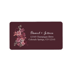 Dusty Roos Burgundy Wedding Return Label