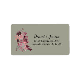Dusty Roos Burgundy Wedding Return Label
