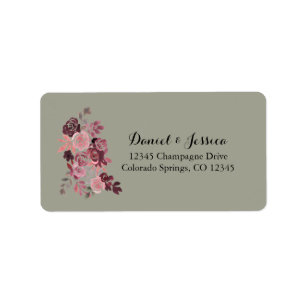 Dusty Roos Burgundy Wedding Return Label