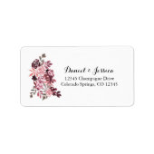 Dusty Roos Burgundy Wedding Return Label (Voorkant)