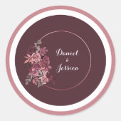 Dusty Roos & Burgundy Wedding Sticker (Voorkant)