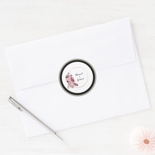 Dusty Roos & Burgundy Wedding Sticker (Envelop)