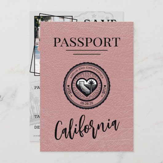 Dusty Roos California Passport Bewaar de datum Save The Date (Voorkant / Achterkant)