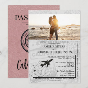 Dusty Roos California Passport Wedding Kaart