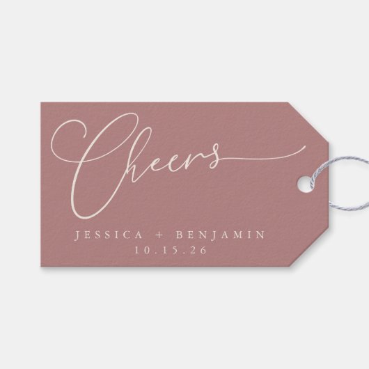 Dusty Roos Cheers Script met namen en datum Cadeaulabel (Voorkant (Horizontaal))