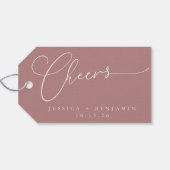 Dusty Roos Cheers Script met namen en datum Cadeaulabel (Achterkant Horizontaal)