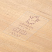 Dusty Roos Chinoiserie Crest Monogram Huwelijk Acryl Uitnodigingen (Laagn)