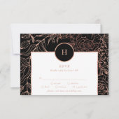 Dusty Roos Classic Gold Monogram Krans Bruiloft RSVP Kaartje (Voorkant)