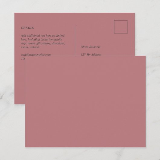 Dusty Roos Color Sjabloon Briefkaart (Voorkant / Achterkant)