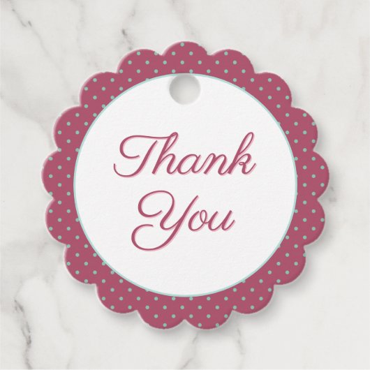 Dusty Roos Confetti Polka Dot Dank u Bedankjes Labels (Voorkant)