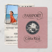 Dusty Roos Costa Rica Passport Save The Date (Voorkant / Achterkant)