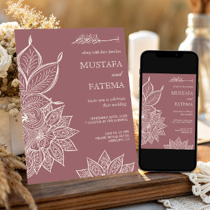 Dusty Roos Cream Mehndi Henna Muslim Wedding Kaart
