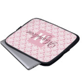 Dusty Roos Damask-laptop Hoesje met monogram en na Laptop Sleeve (Voorkant onderkant)